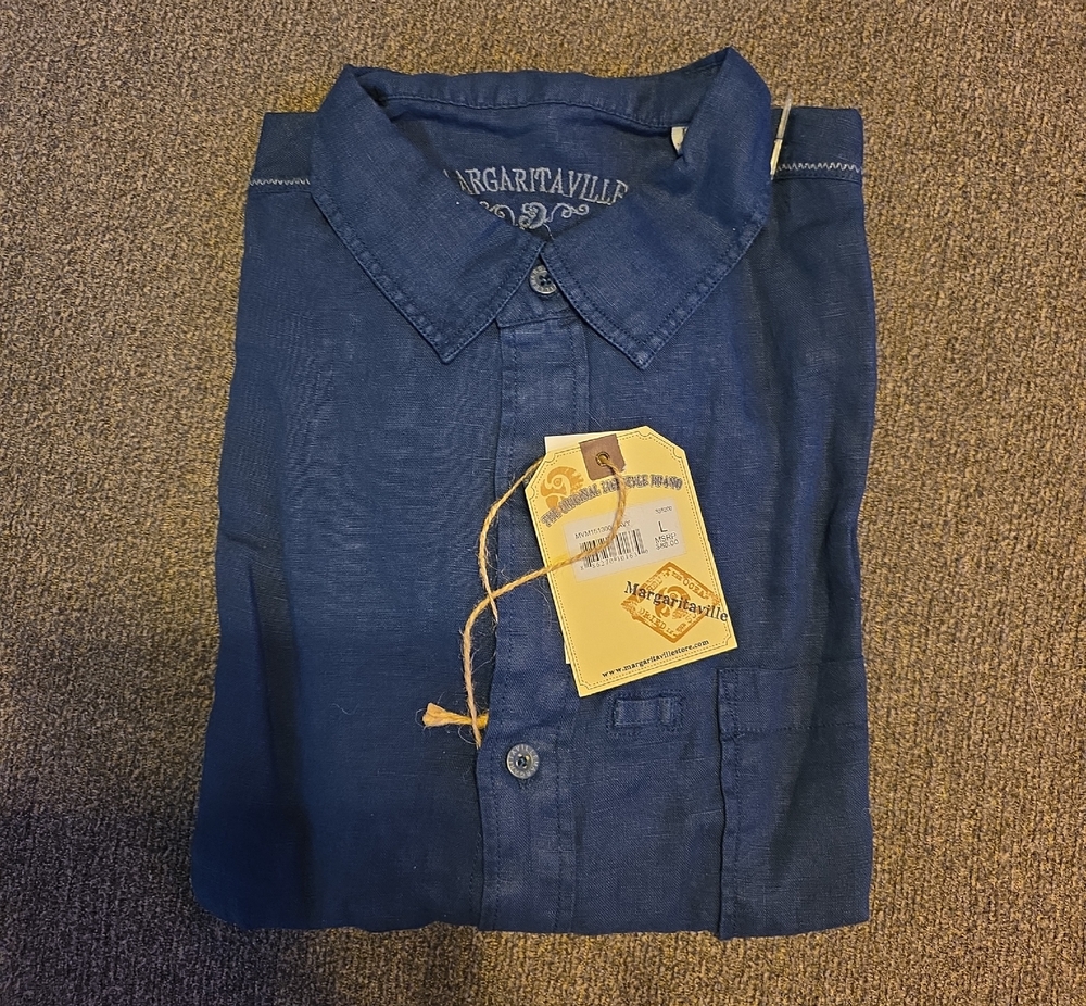 Margaritaville Men's Navy Button-Down Casual Shirt
